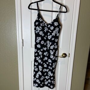 No Boundaries Blue and White Slip Midi Dress